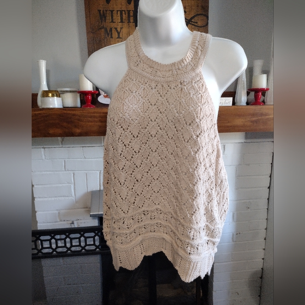 Olive And oak Beige Knit Sleeveless Top